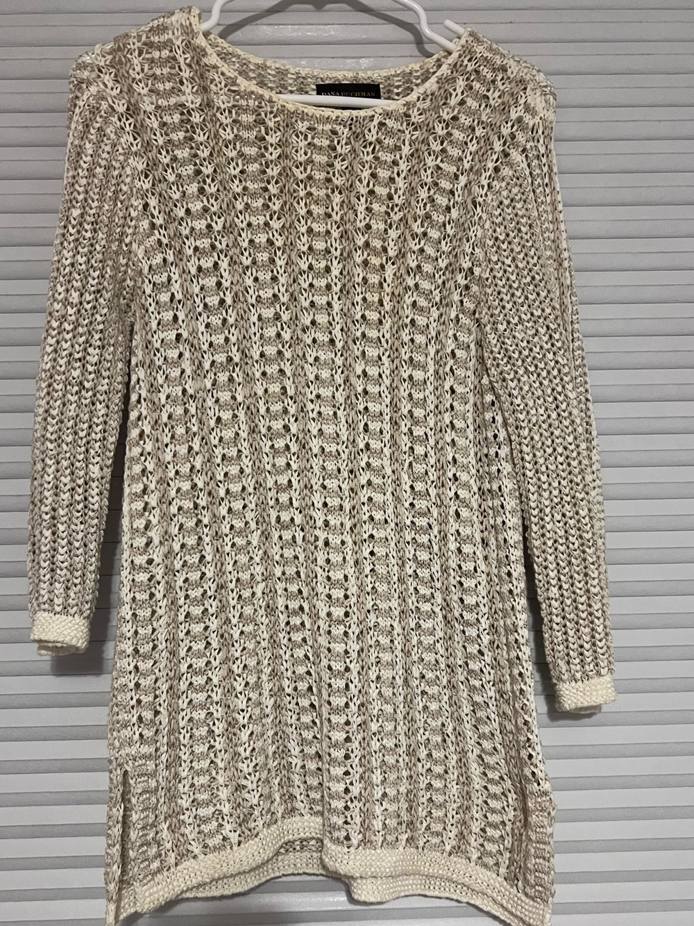 Light Cream Open-Knit Women’s Long Sweater